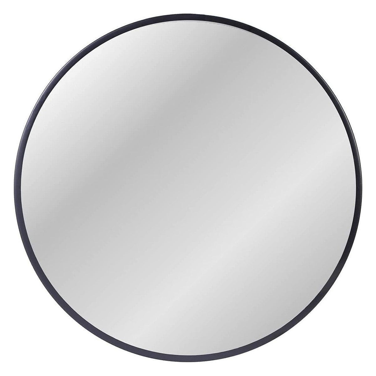 Round Wall Mirror 50x50cm Metal Frame Black Bathroom Living Room Decor ZENIDA