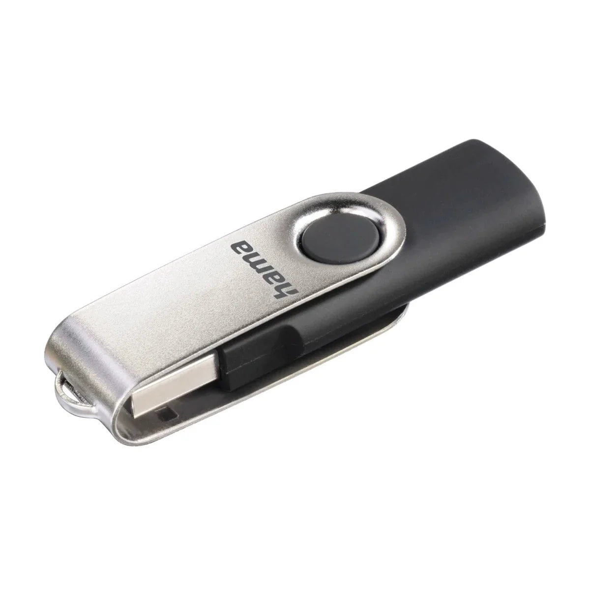 Hama Rotate 8GB USB Flash Drive, Rotating Cap, Black Silver