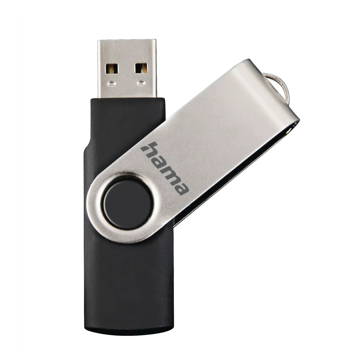 Hama Rotate 8GB USB Flash Drive, Rotating Cap, Black Silver