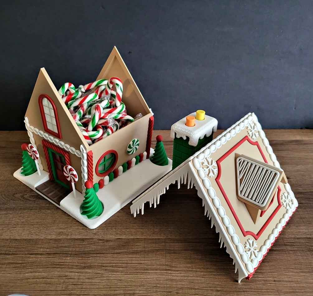 Gingerbread House | Christmas Decoration | Festive Holiday Centrepiece | Toy Village Display | Chocolates Storage | Complete with Flickering LED Tea Lights