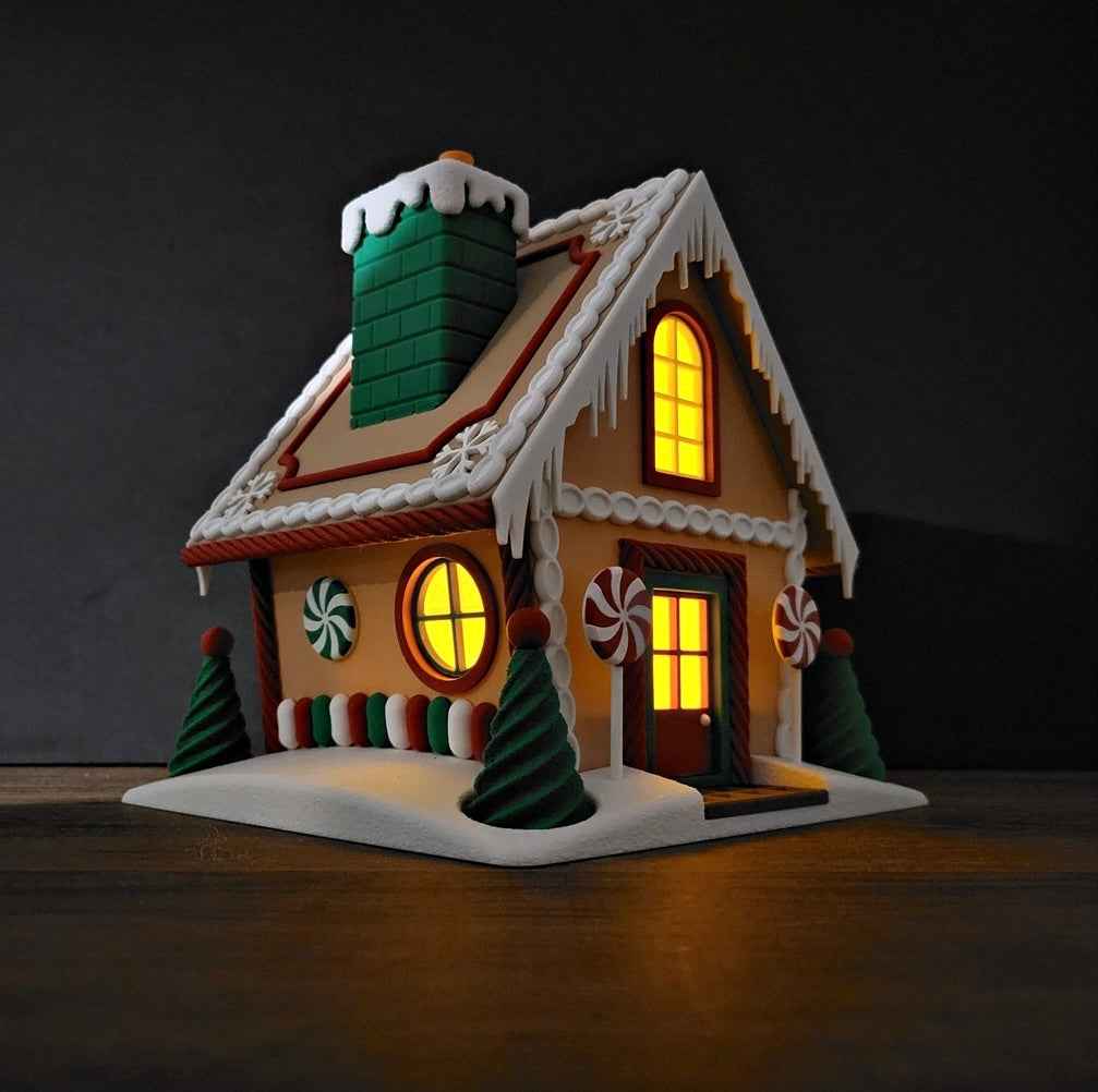 Gingerbread House | Christmas Decoration | Festive Holiday Centrepiece | Toy Village Display | Chocolates Storage | Complete with Flickering LED Tea Lights