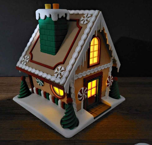 Gingerbread House | Christmas Decoration | Festive Holiday Centrepiece | Toy Village Display | Chocolates Storage | Complete with Flickering LED Tea Lights