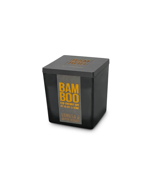 Bamboo Vanilla & White Woods Small Soy Candle - 20 Hours Burn - Crackling Wick