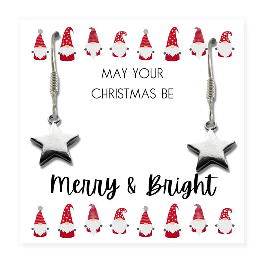 Aye Do Gifts Silver Star Earrings - May Your Christmas Be Card Gift