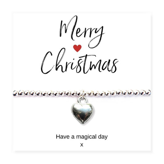 Aye Do Gifts Silver Heart Bracelet & Merry Christmas Gift Card