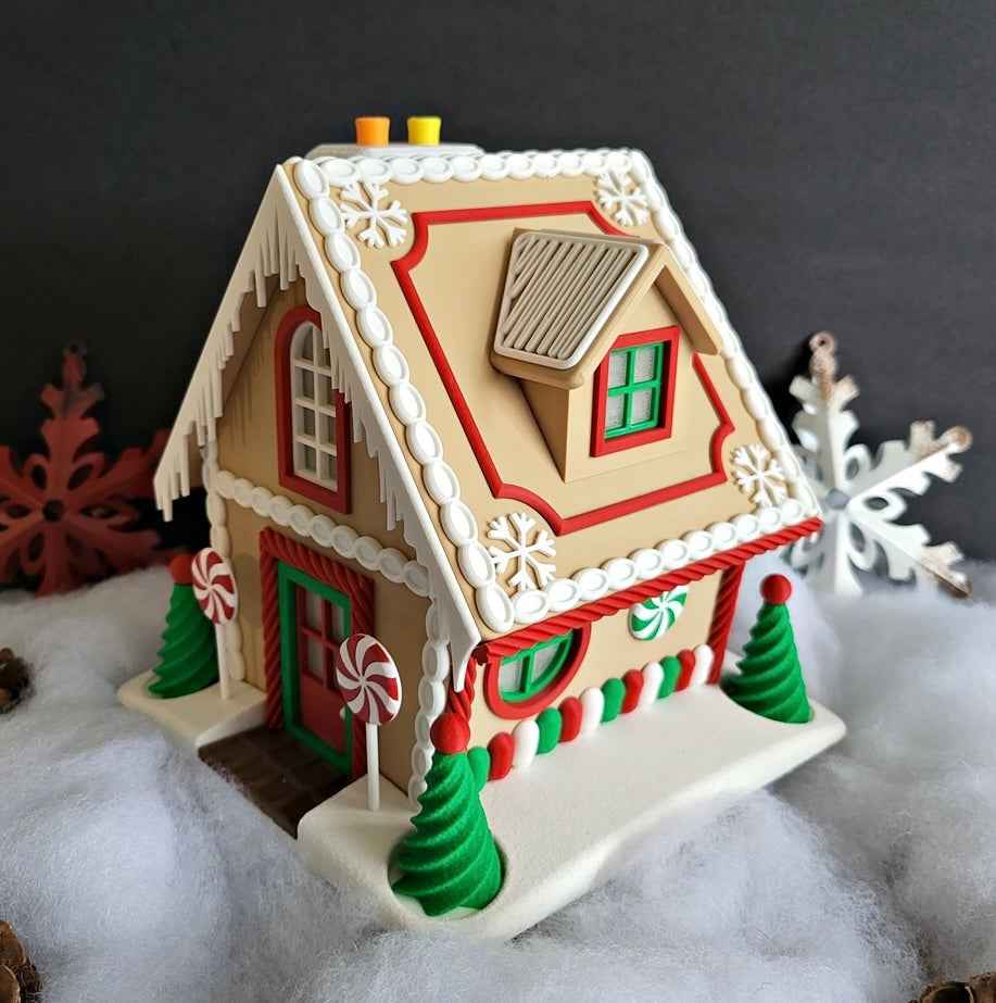 Gingerbread House | Christmas Decoration | Festive Holiday Centrepiece | Toy Village Display | Chocolates Storage | Complete with Flickering LED Tea Lights