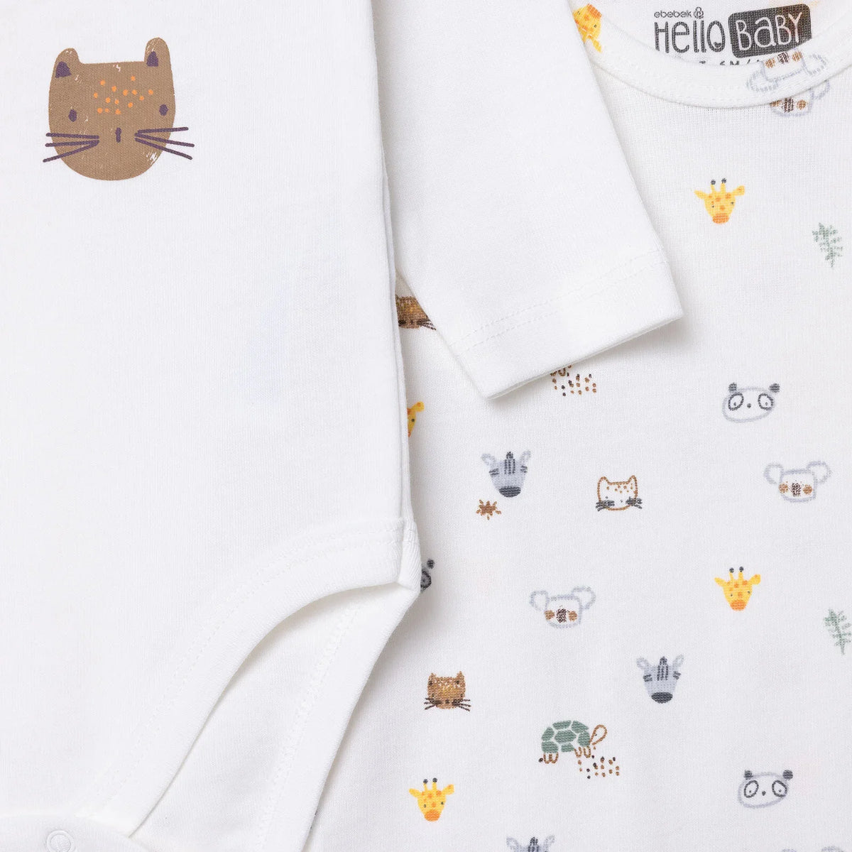 HelloBaby 2 Pack Animal Print Long Sleeve Baby Bodysuits (1-3 Months to 2-3 Years)