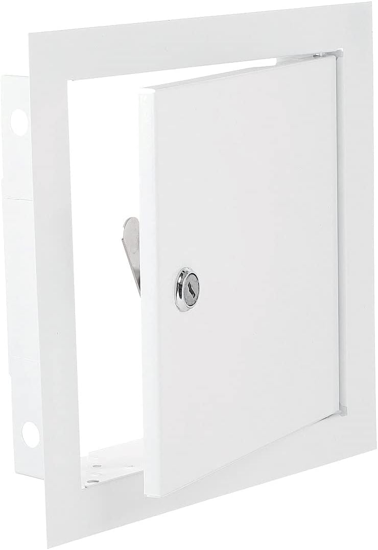 Access Panel Door Metal With Lock, White 250mm x 300mm for Home and Garden Use
