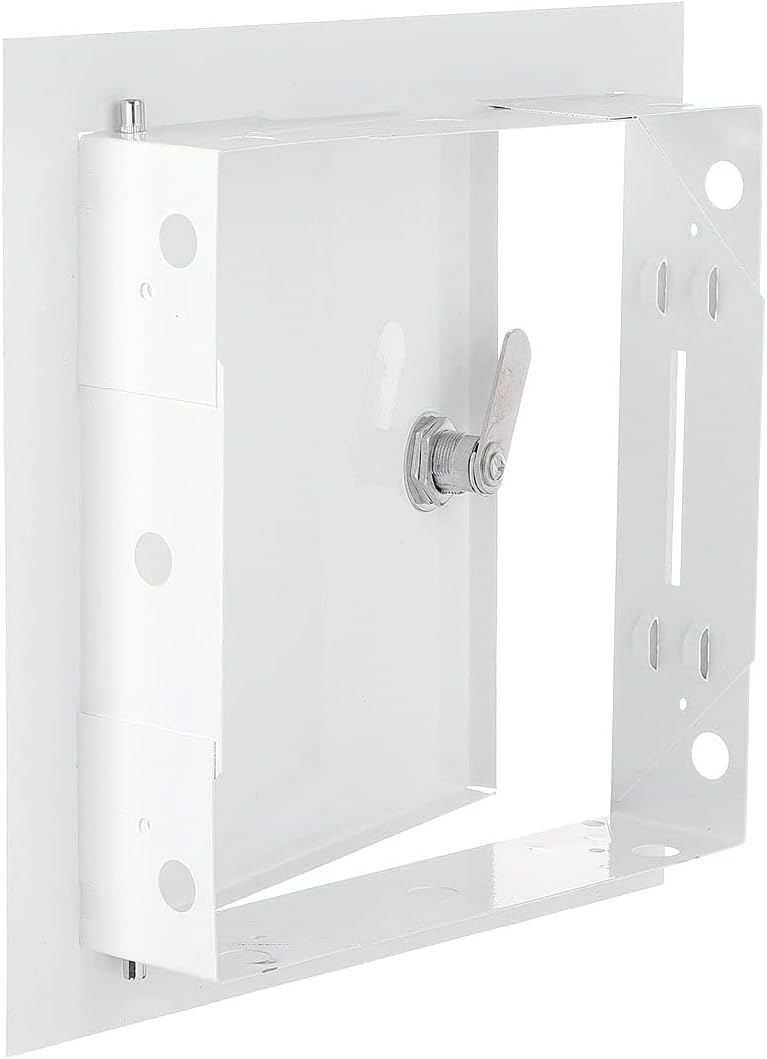 Access Panel Door Metal With Lock, White 200mm x 250mm for Home and Garden Use