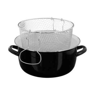 Telo Black Enamel On Steel Deep Fryer