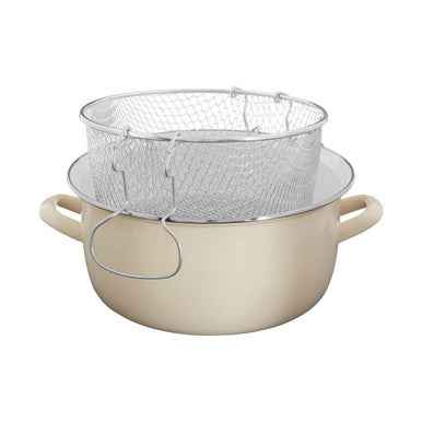 Telo Cream Enamel On Steel Deep Fryer