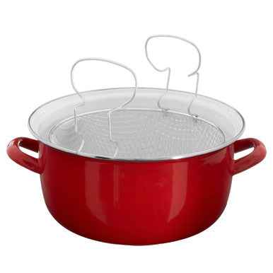Telo Red Enamel On Steel Deep Fryer