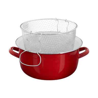 Telo Red Enamel On Steel Deep Fryer