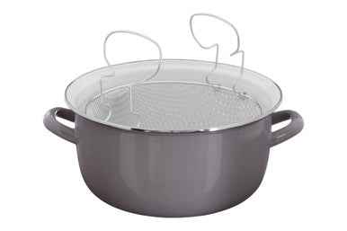 Telo Cool Grey Enamel On Steel Deep Fryer