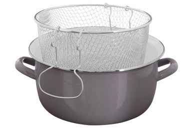 Telo Cool Grey Enamel On Steel Deep Fryer
