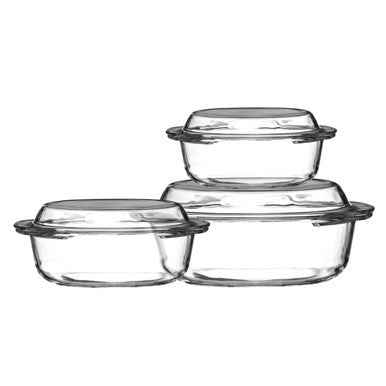 Set Of Three Tempered Glass Casserole Dishes
