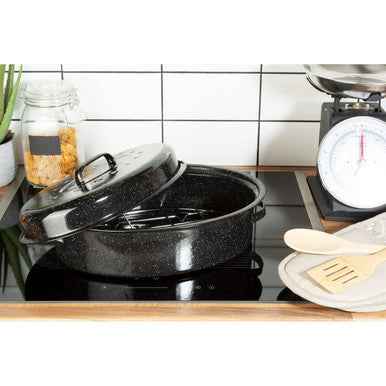 Carvara Black Enamel Small Casserole Dish