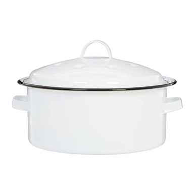 Carvara Round Self Basting White Enamel Roaster