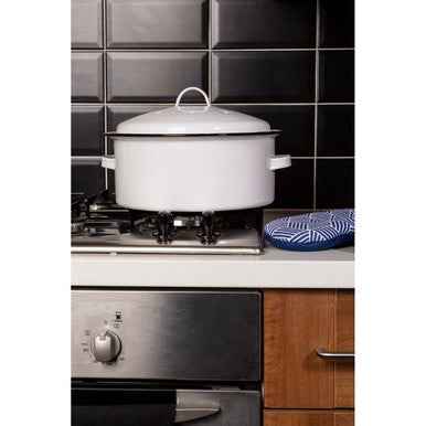 Carvara Round Self Basting White Enamel Roaster