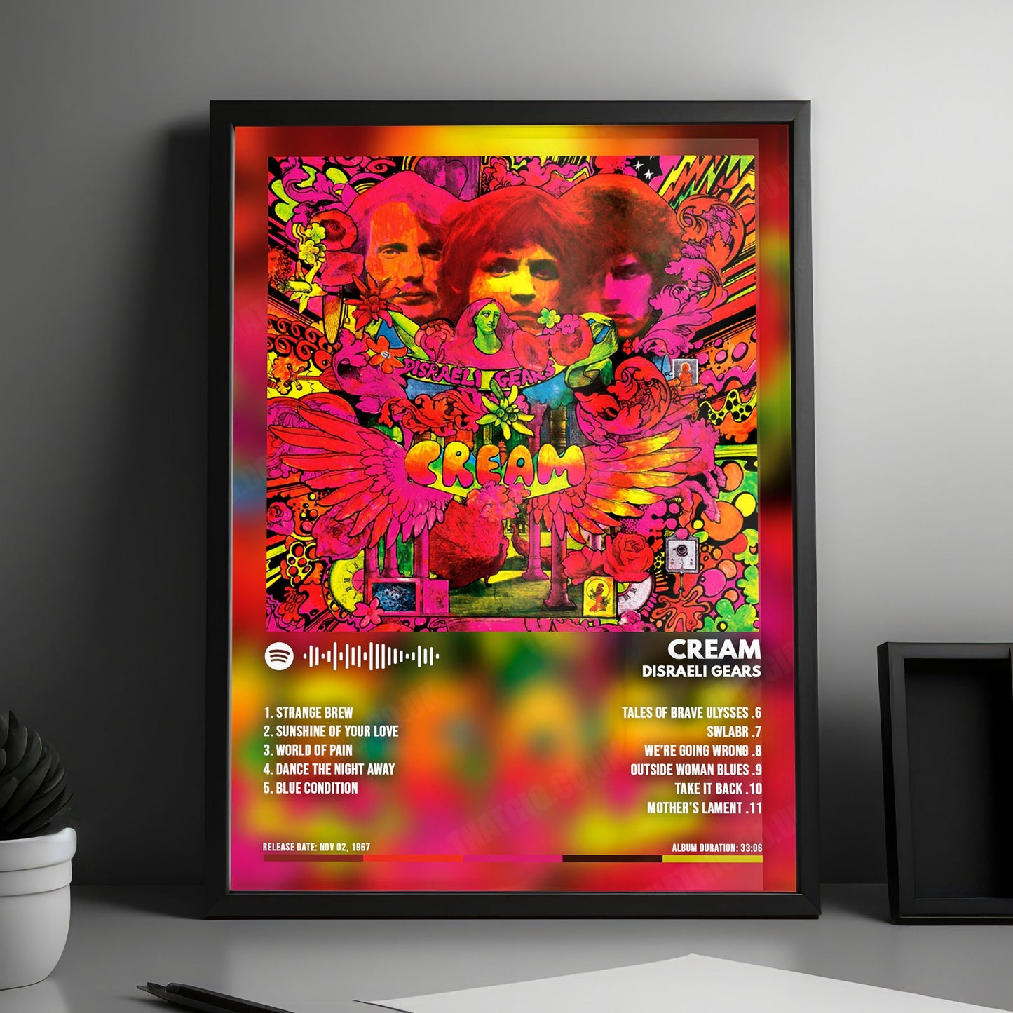 Cream "Disraeli Gears  " Album Cover Poster - with Complete Tracklist