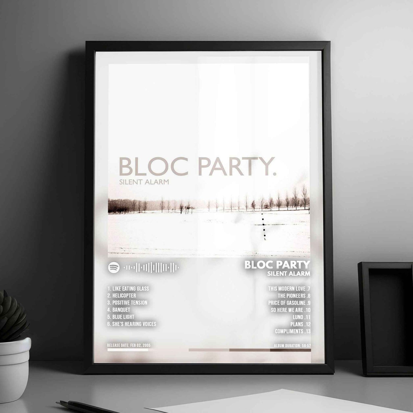 Bloc Party "Silent Alarm" Album Cover Poster - with Complete Tracklist