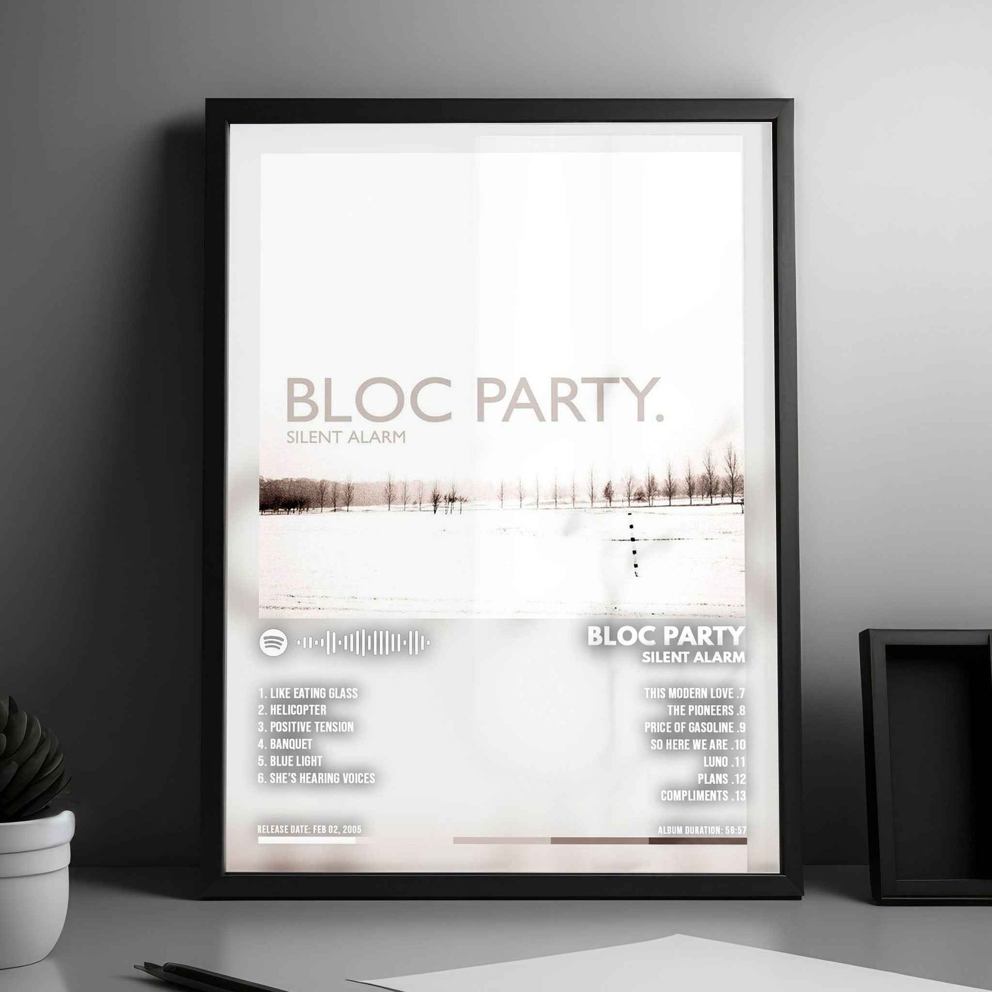 Bloc Party "Silent Alarm" Album Cover Poster - with Complete Tracklist