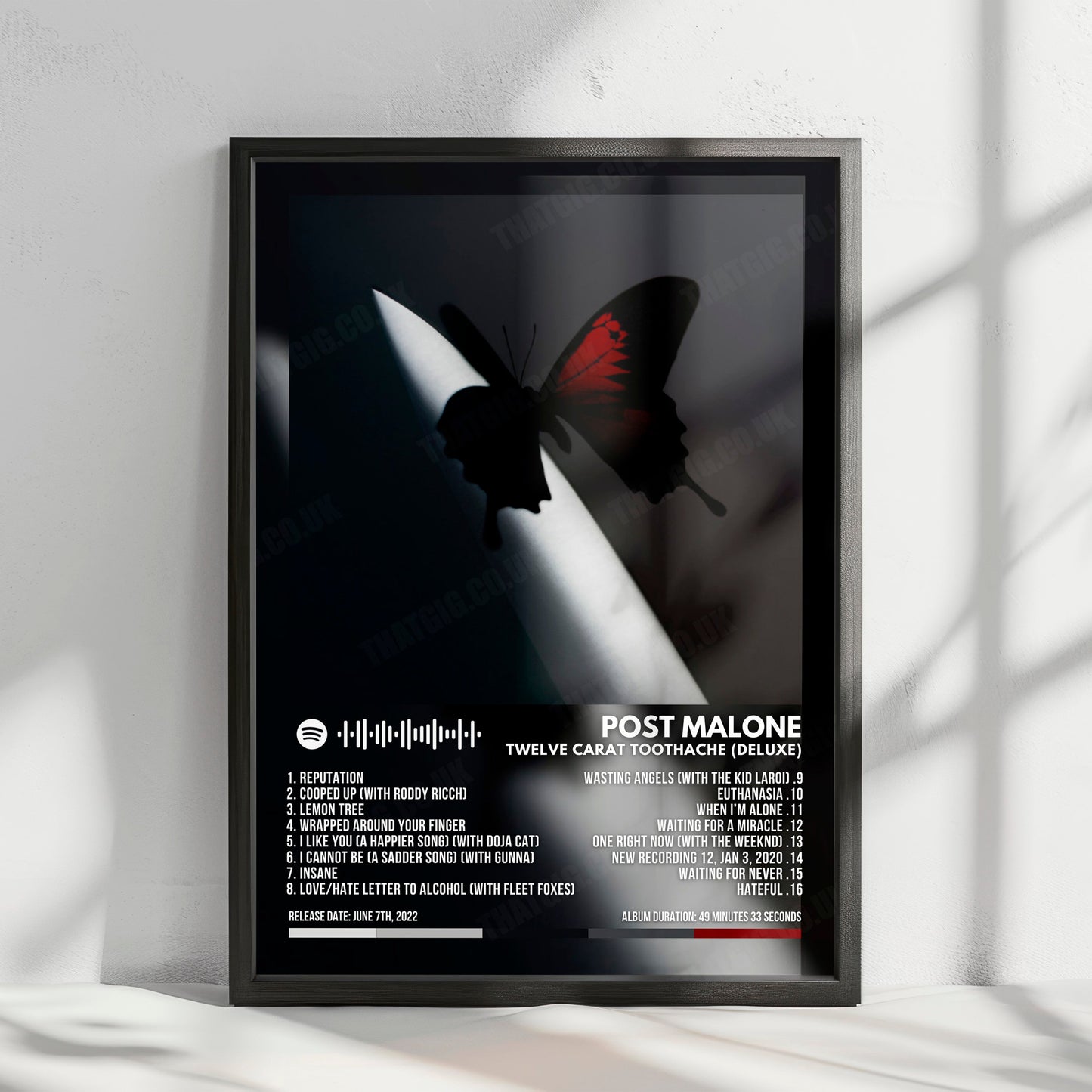 Post Malone "Twelve Carat Toothache (Deluxe)" Album Cover Poster - with Complete Tracklist