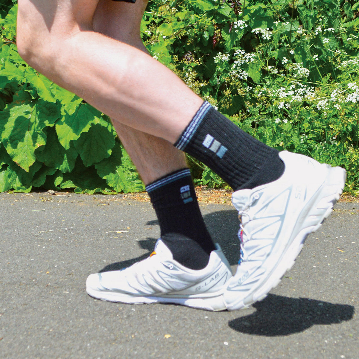Mens Retro Stripe Cotton Sports Socks in White & Black (Multipack Options)