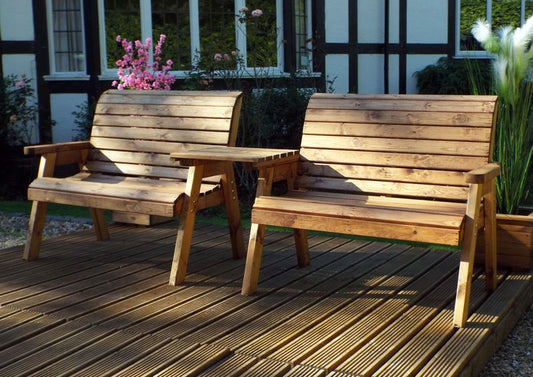 Charles Taylor Trading Twin Bench Set Straight Without Cushion Brown