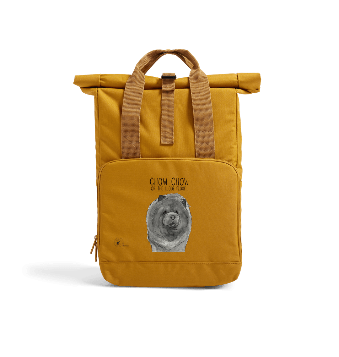 Blue Chow Chow Chic: Aloof Floof Roll-Top Backpack