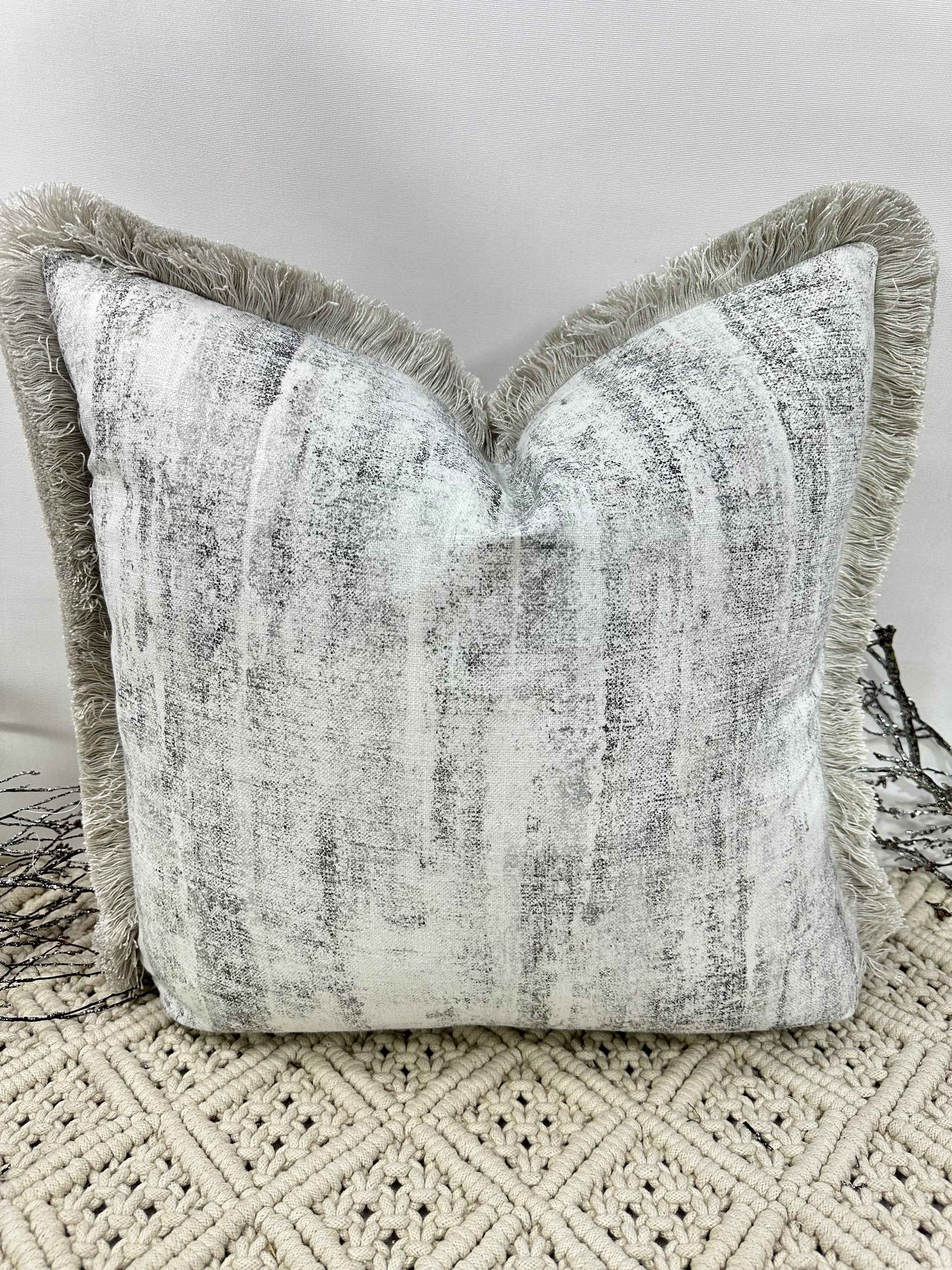 The Couture Cushion - The Fringed Silver Anderson - Style No. 175