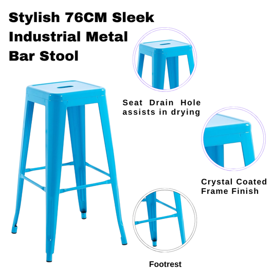 76CM BLUE METAL BAR STOOL