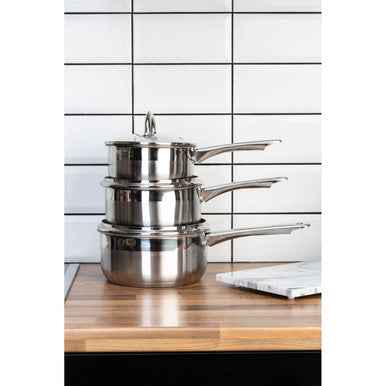 Crosse Two Tone Stainless Steel 3pc Pan Set