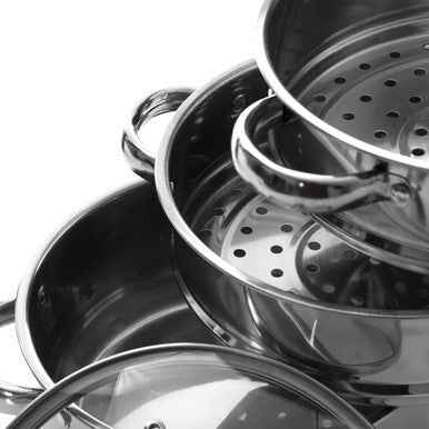 3 Tier Stainless Steel Steamer with Glass Lid