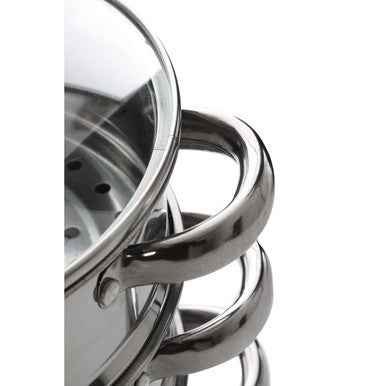 3 Tier Stainless Steel Steamer with Glass Lid