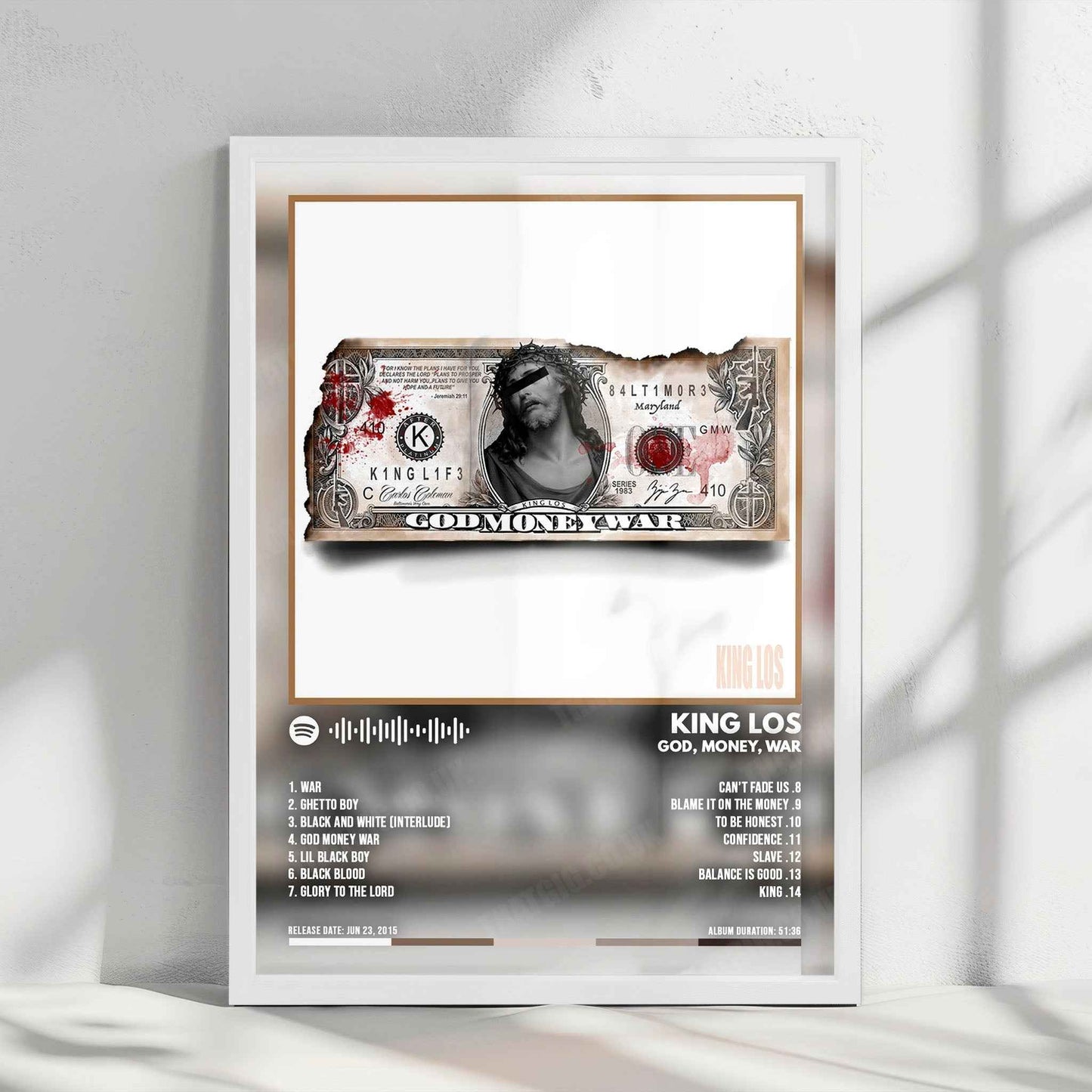 King Los "God" Album Cover Poster - with Complete Tracklist