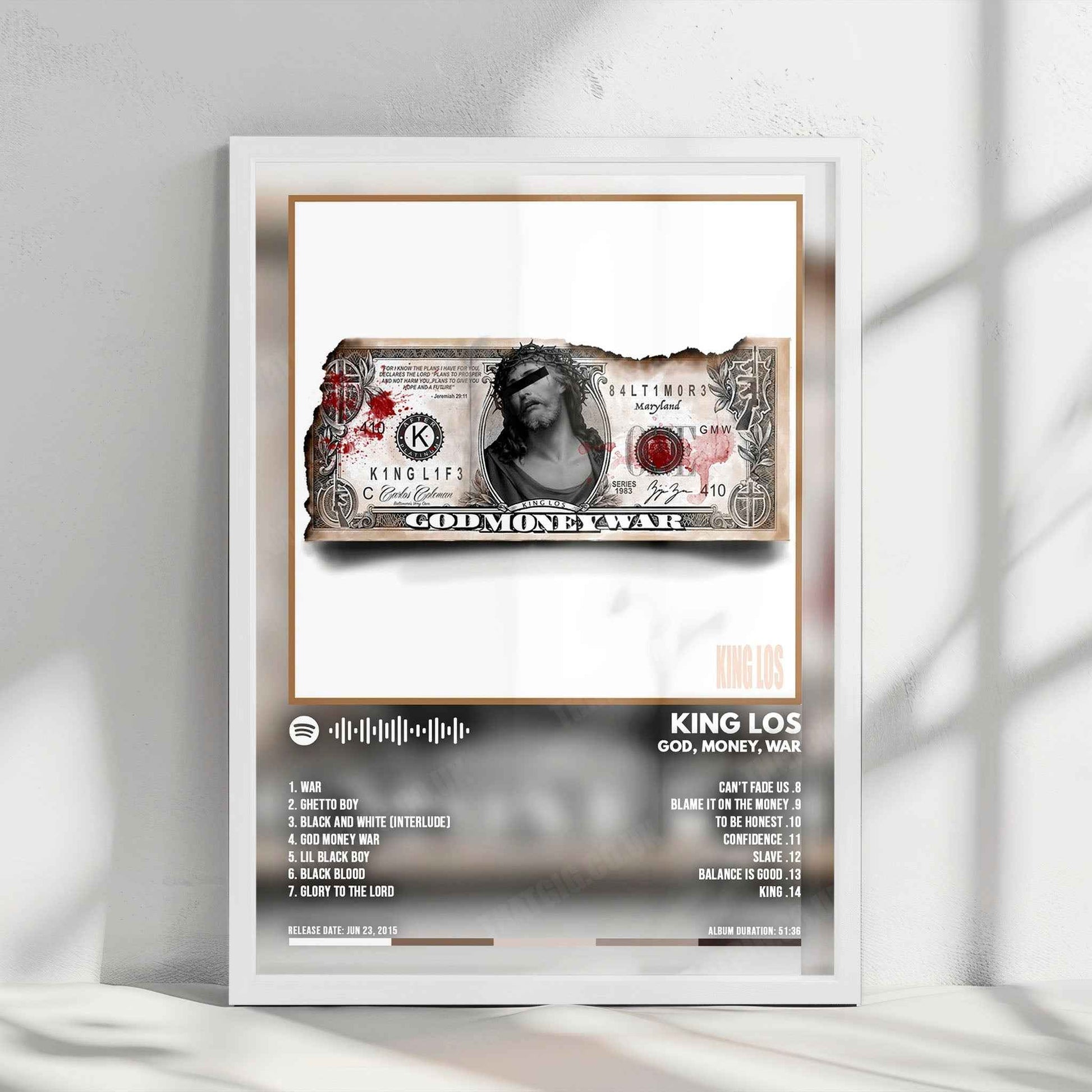 King Los "God" Album Cover Poster - with Complete Tracklist