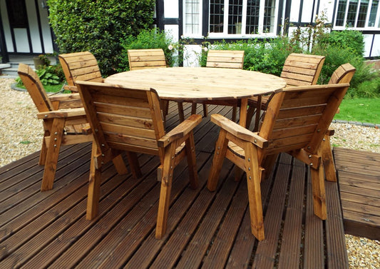 Charles Taylor Trading Eight Seater Circular Table Set With Grey Cushion Brown