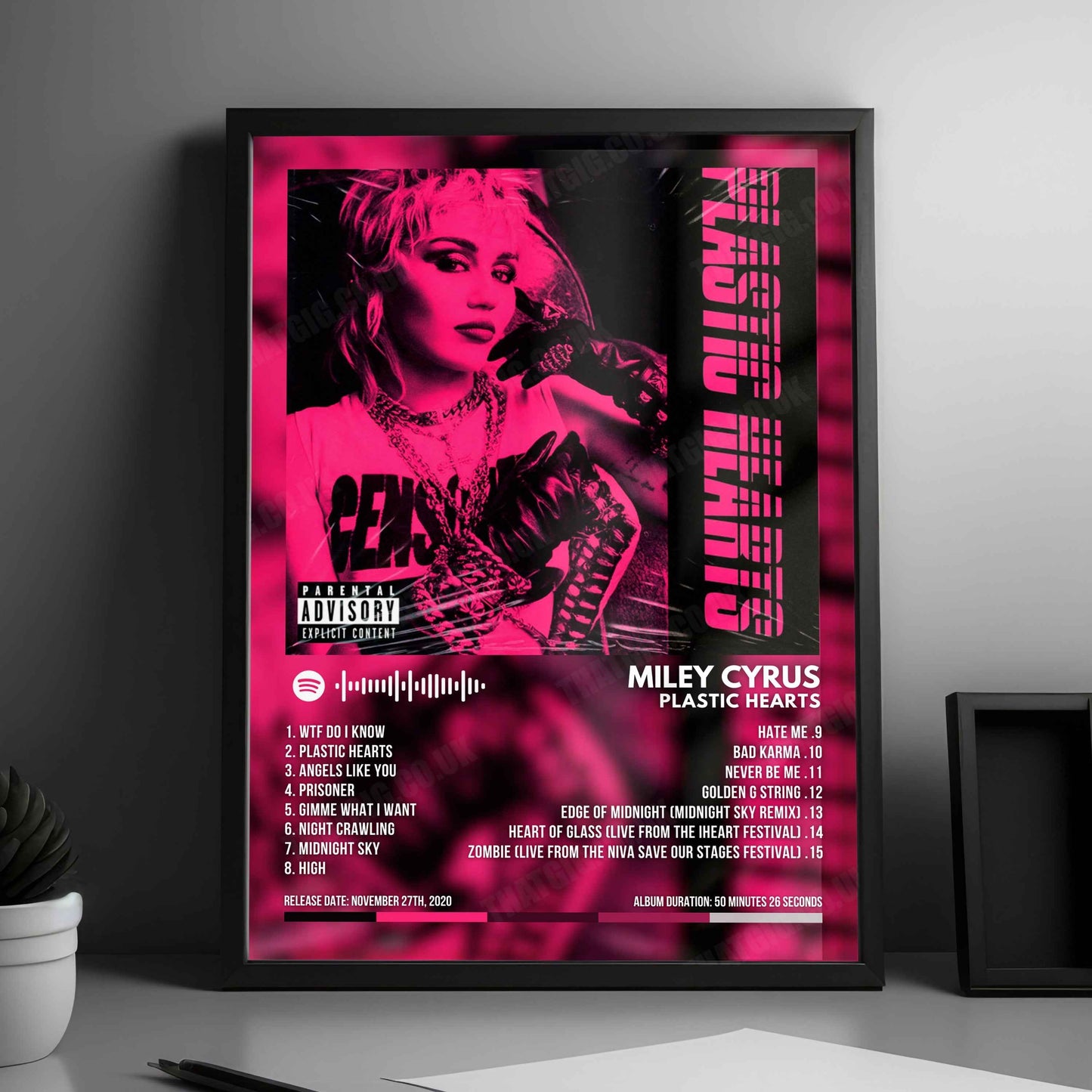 Miley Cyrus "Plastic Hearts" Album Cover Poster - with Complete Tracklist