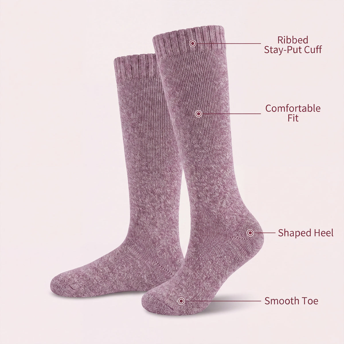 Sock Stack 3 Pairs Womens Wellington Boot Socks Thermal Wool Blend Knee High UK 4-8 EU
