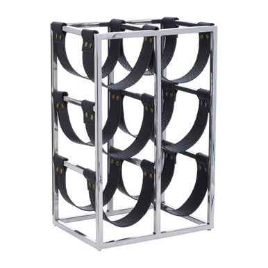 Mixology Six Bottle Sling Wine Rack In Silver Finish