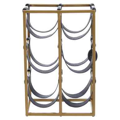 Mixology Six Bottle Sling Wine Rack In Gold Finish