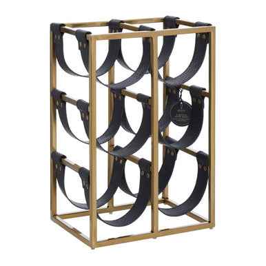 Mixology Six Bottle Sling Wine Rack In Gold Finish