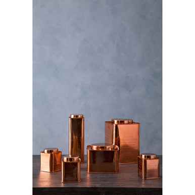 Chai Square Copper Finish Cake Canister
