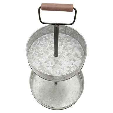 Drummond Two Tier Galvanised Steel Cake Stand With Handle