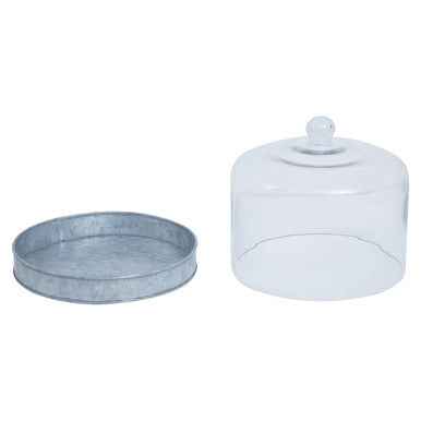 Drummond Galvanised Steel Cake Plate With Glass Cover