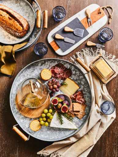 Drummond Set Of Three Round Galvanised Steel Trays