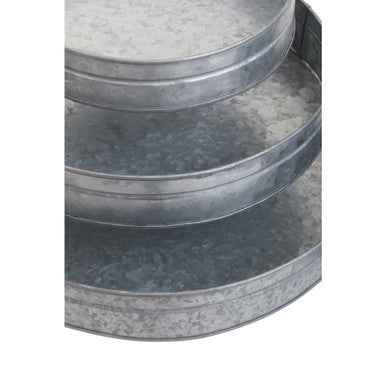 Drummond Set Of Three Round Galvanised Steel Trays