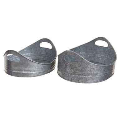 Drummond Set Of Two Galvanised Steel Oval Trays