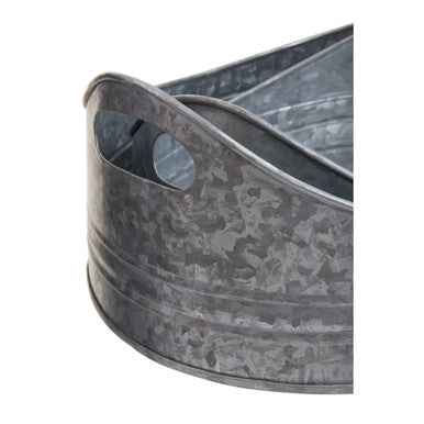 Drummond Set Of Two Galvanised Steel Oval Trays